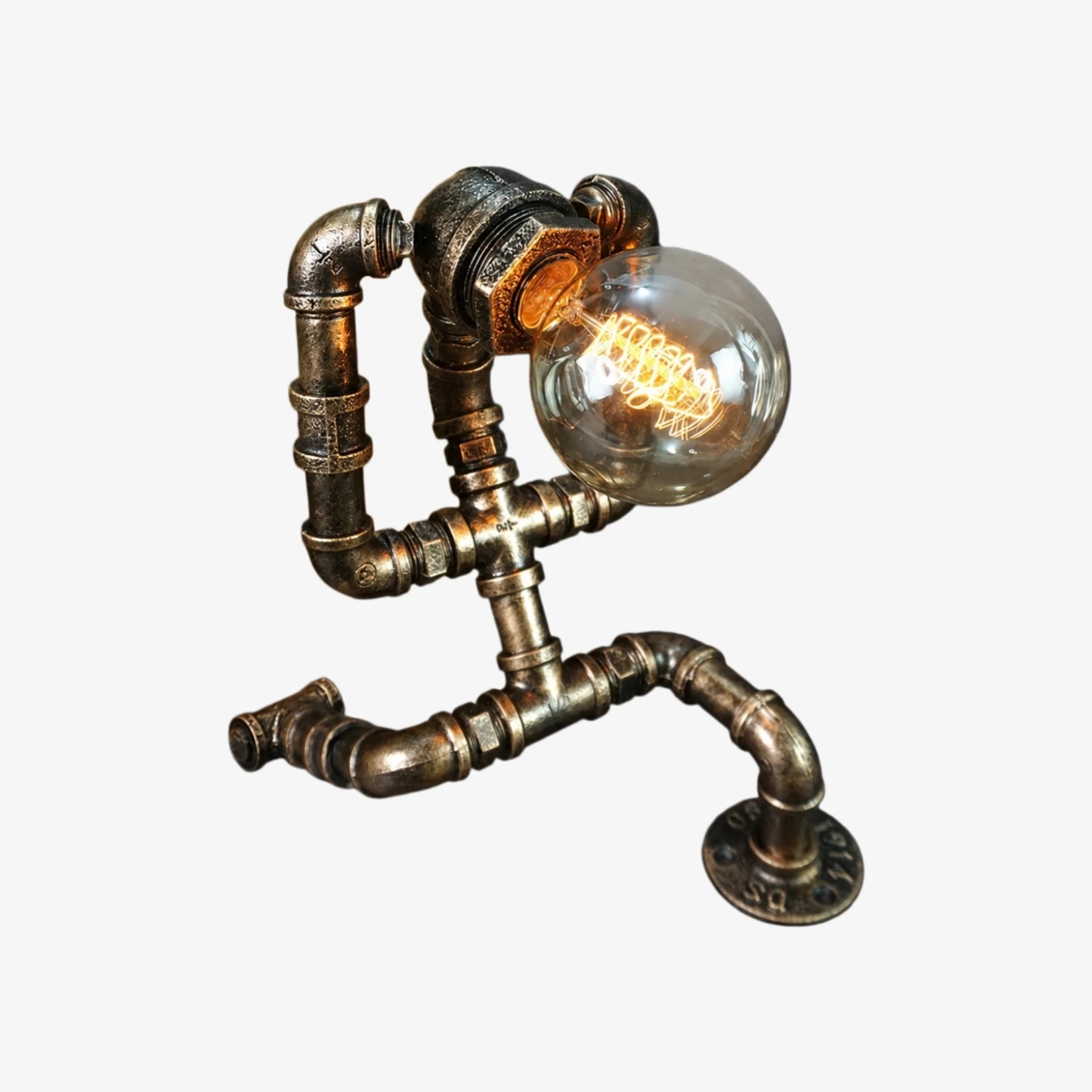 Lámpara de mesa industrial retro estilo Aini con tuberías