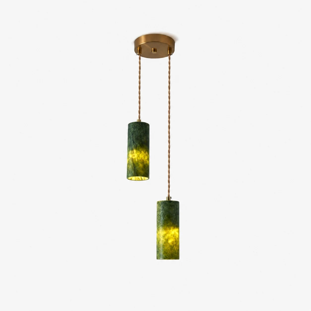 Suspension à 2 têtes en jade vert, diamètre 6 cm (2,36 pouces).