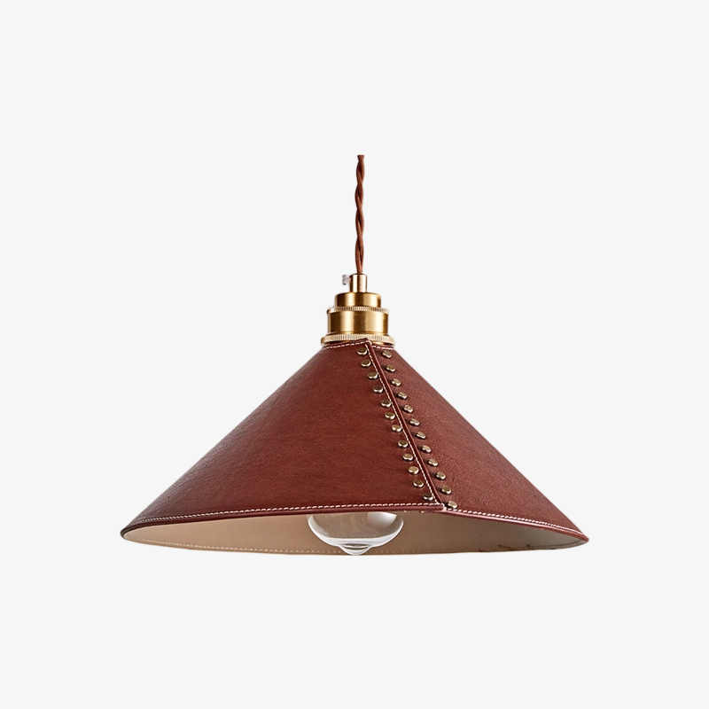 Lampe suspendue en cuir brun rougeâtre - Référence d'origine