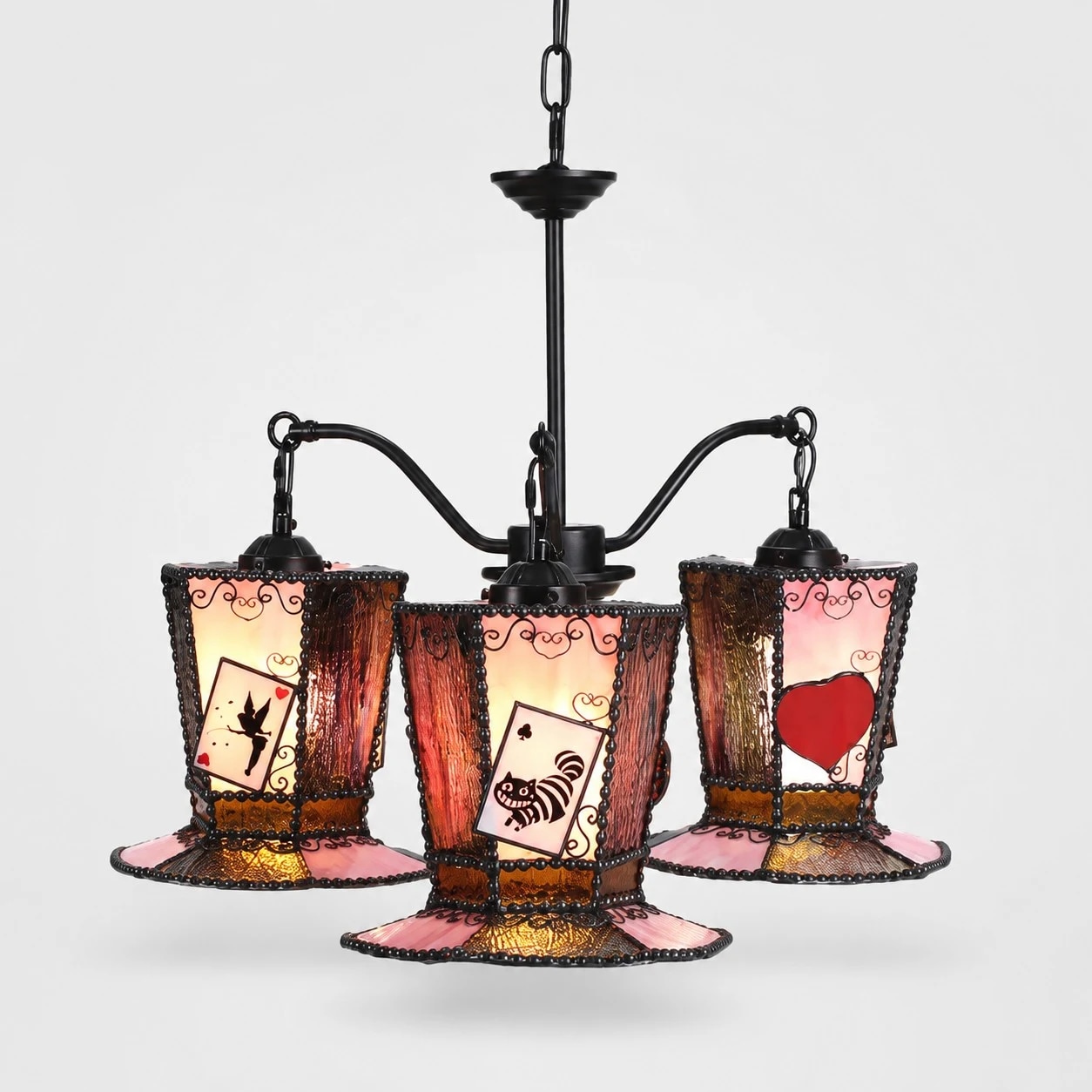 Motif féerique à trois lumières / rose et violet