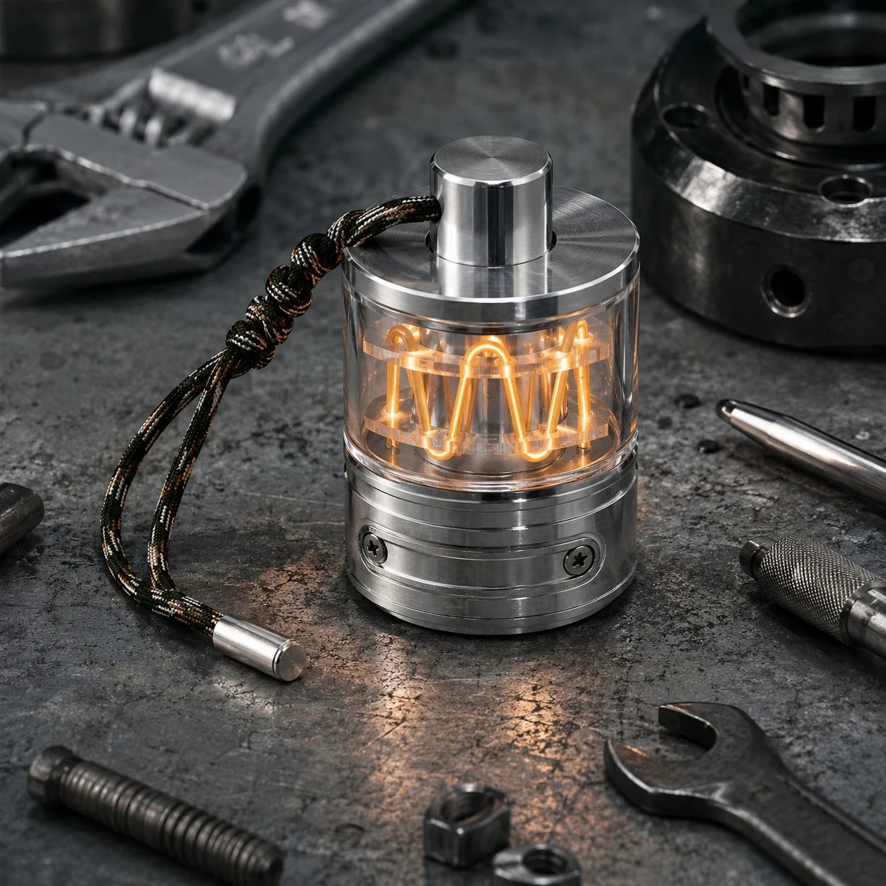 Lampe visible près des outils d'atelier