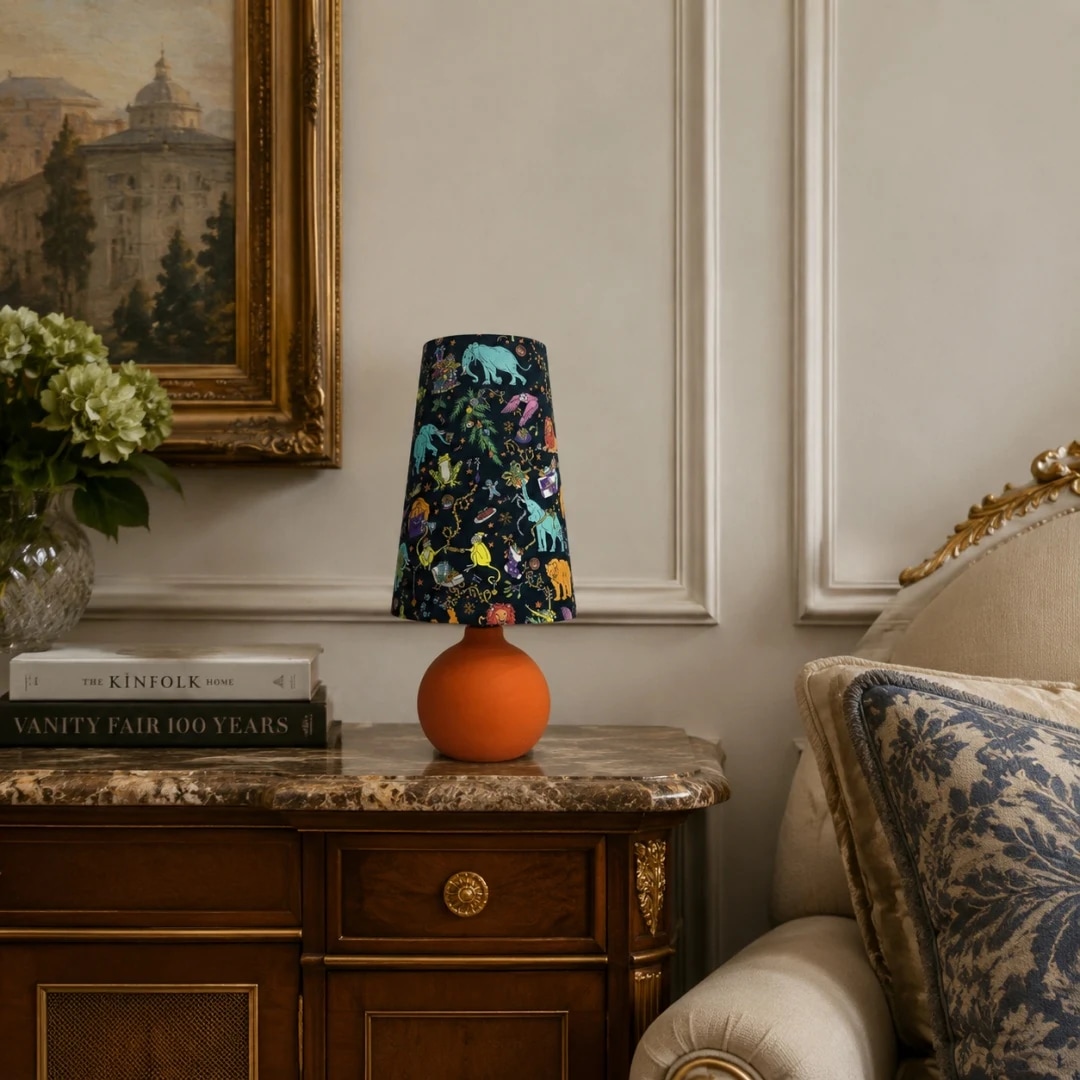 Lampe de table en tissu orange