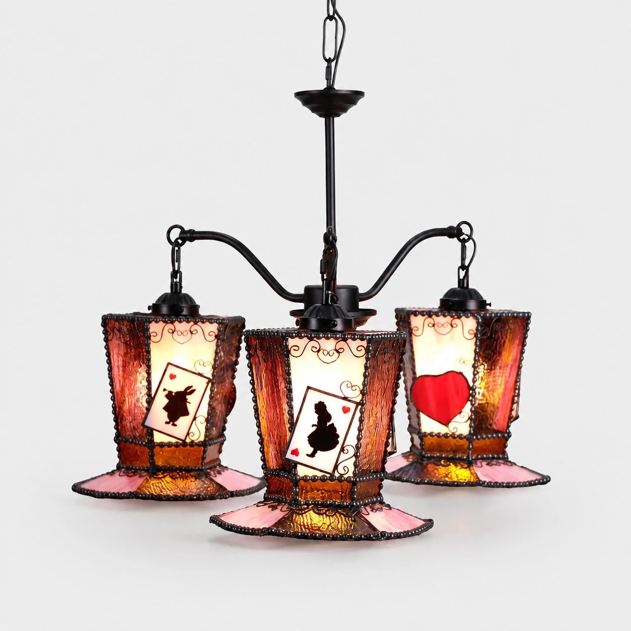 Motif à trois lumières / rose et violet / histoire