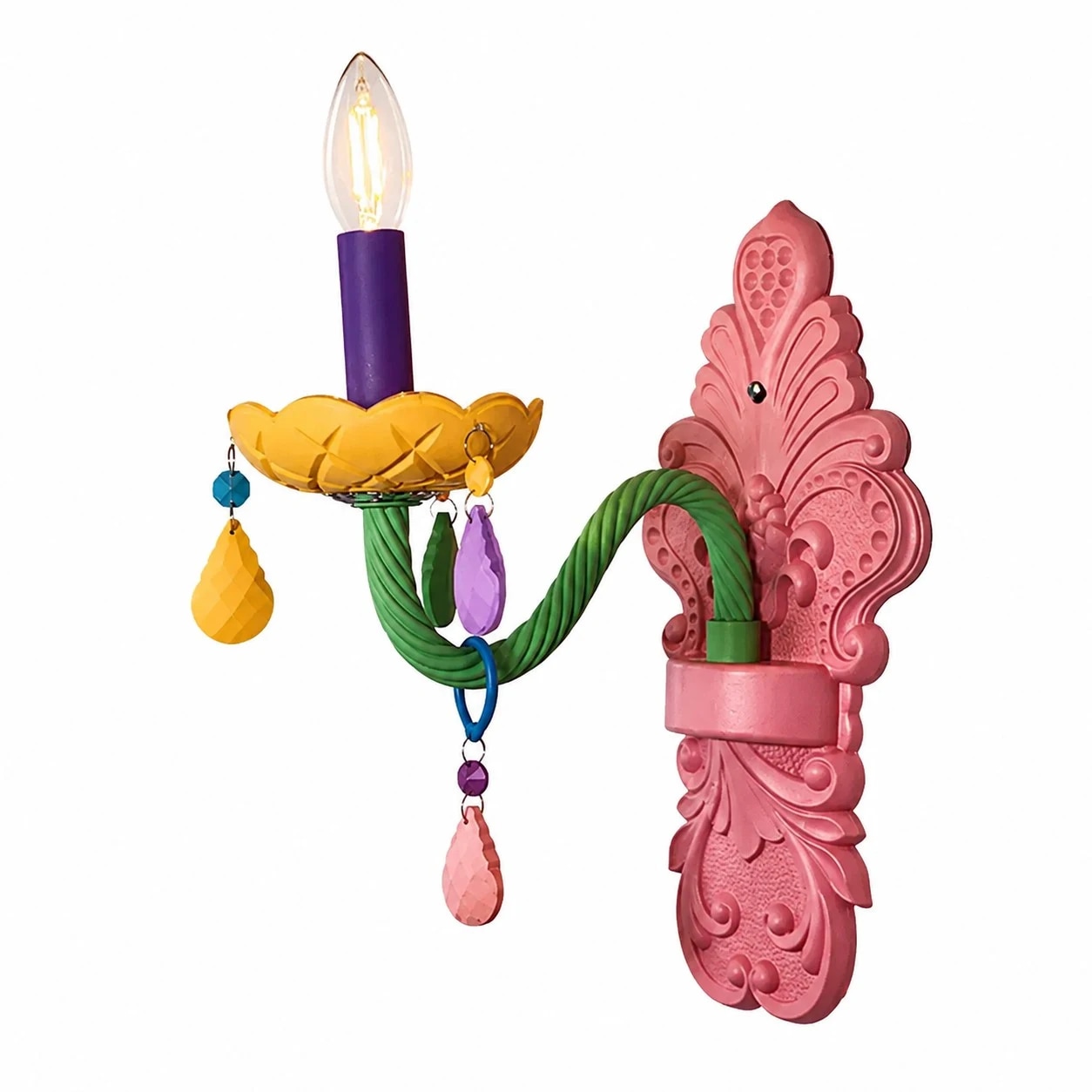 Applique murale en cristal coloré à une seule tête pour chambre d'enfant