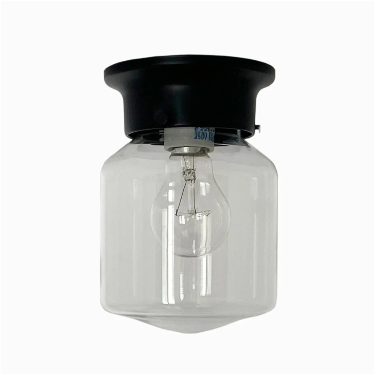 Plafonnier minimaliste en verre Style F, finition noire