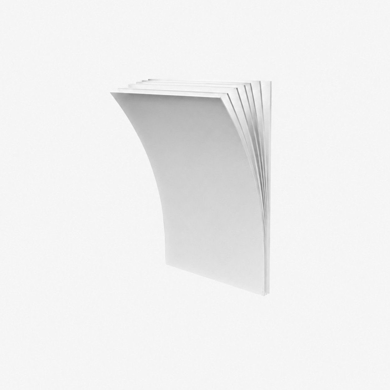 White curved wall sconce on white background
