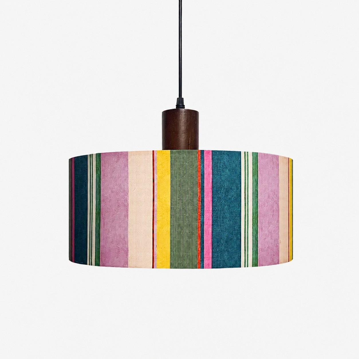 Pendentif tambour en tissu à rayures rubanées