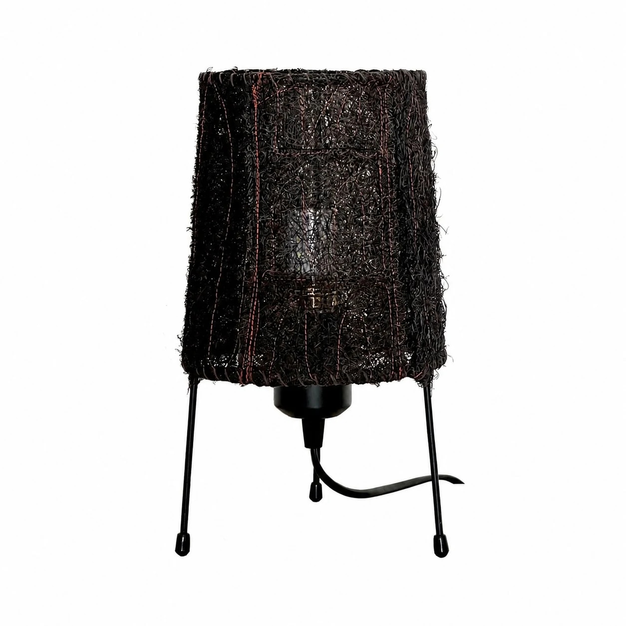 lampe de table en fibre tissée noire (variante)