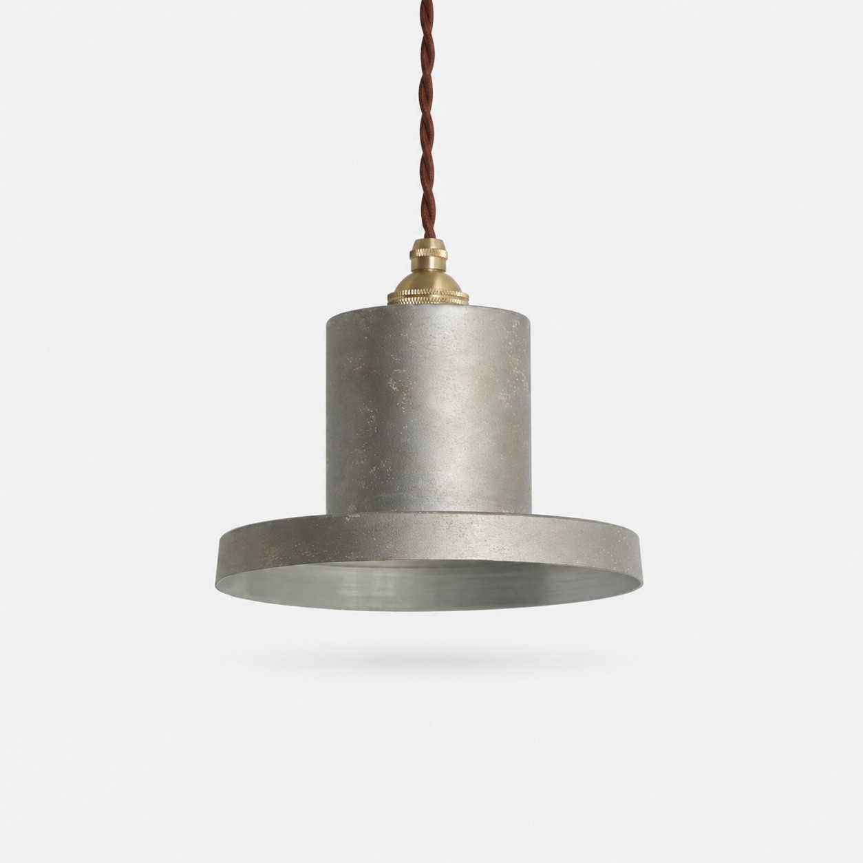 Support de lampe fait main en argent vieilli et laiton