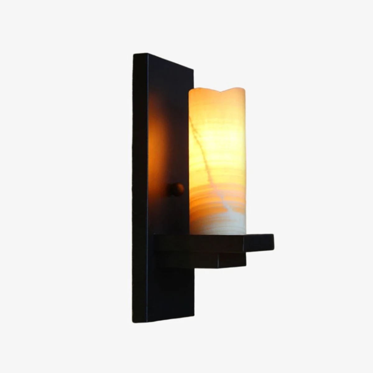 Rustic black metal wall sconce detail