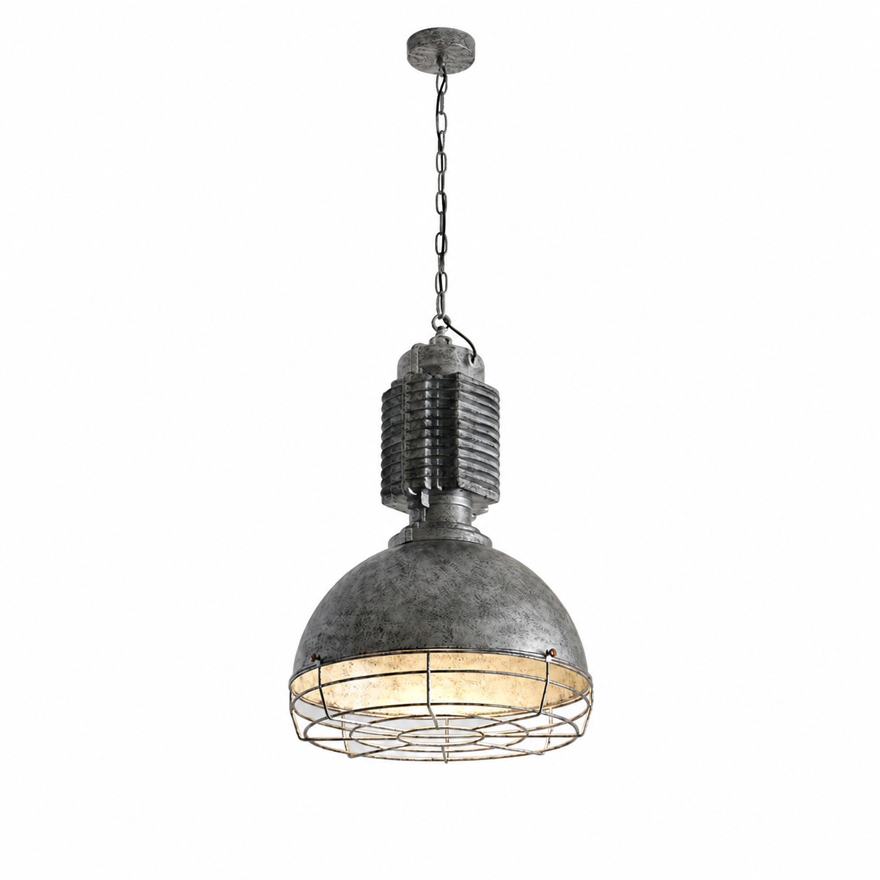 Suspension en argent vieilli sur fond blanc