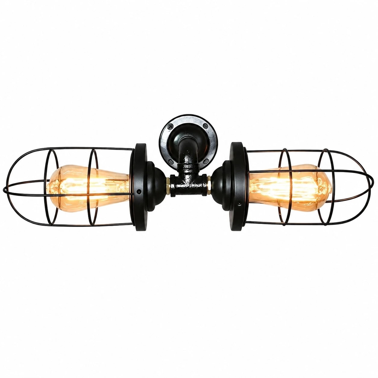 Applique murale double tête noire câblée