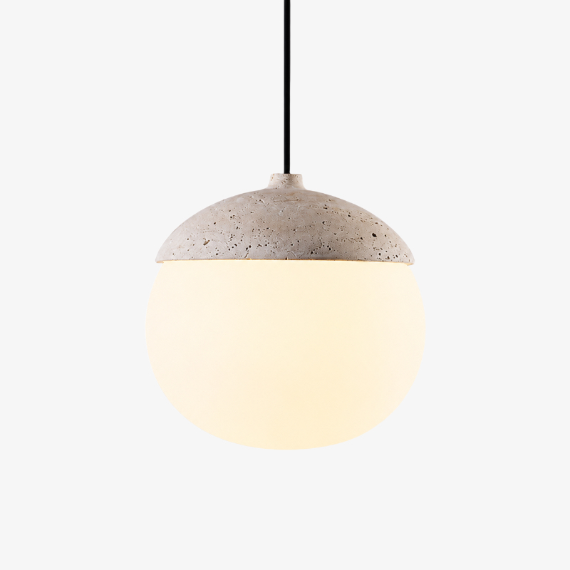 C style travertine pendant light, 9.1 inch / 23 cm