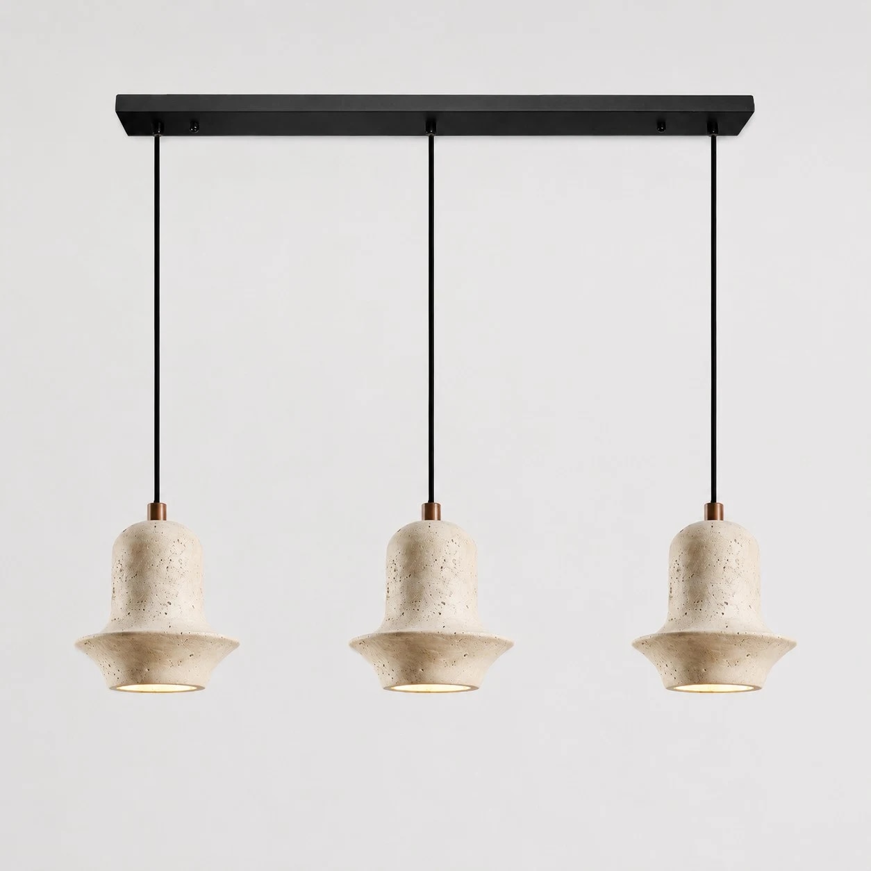 Three-light linear yellow travertine pendant option
