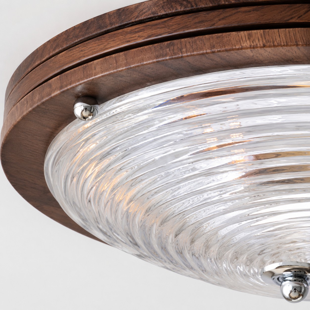 Walnut wood color ceiling light detail