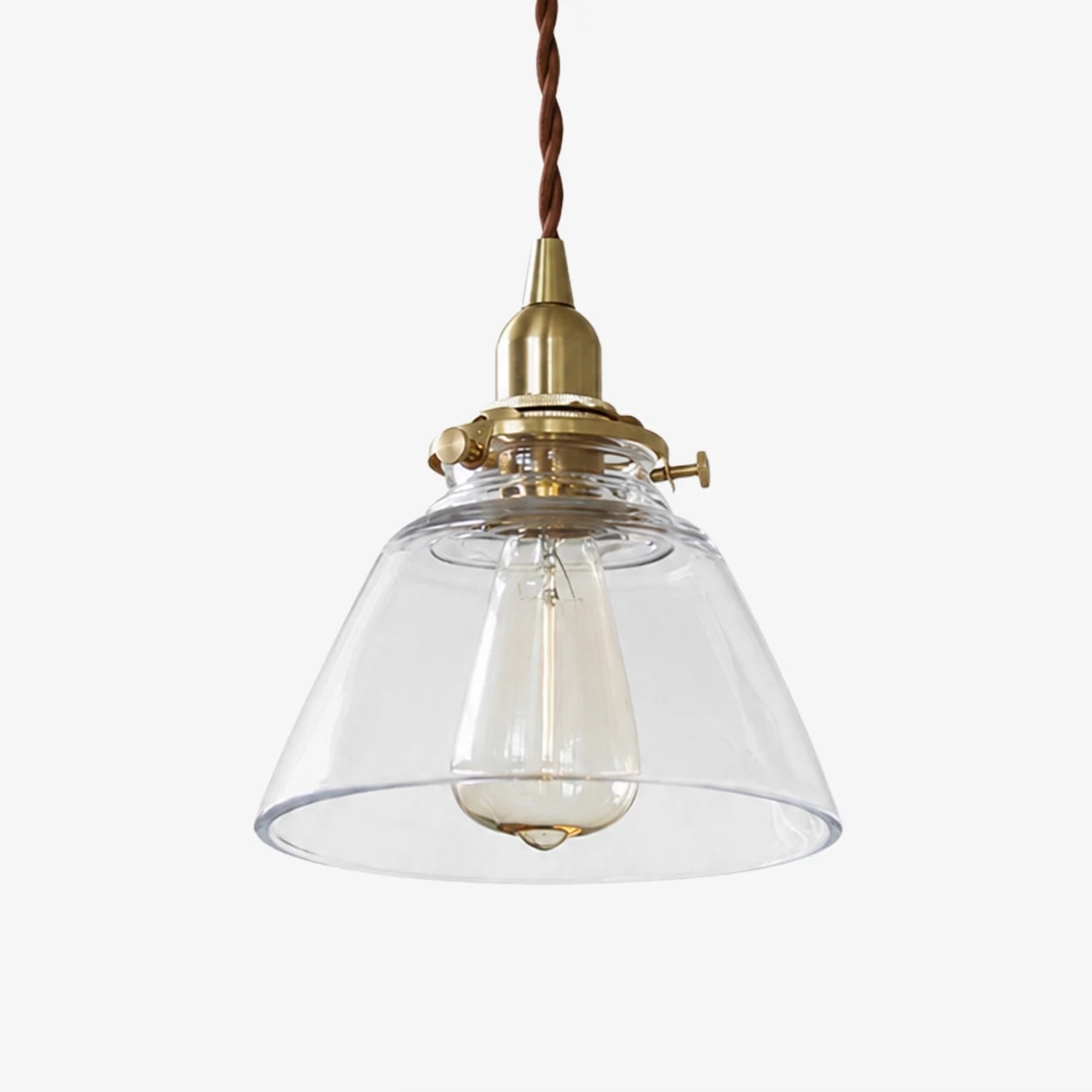 Vue produit de la suspension en laiton et verre D112