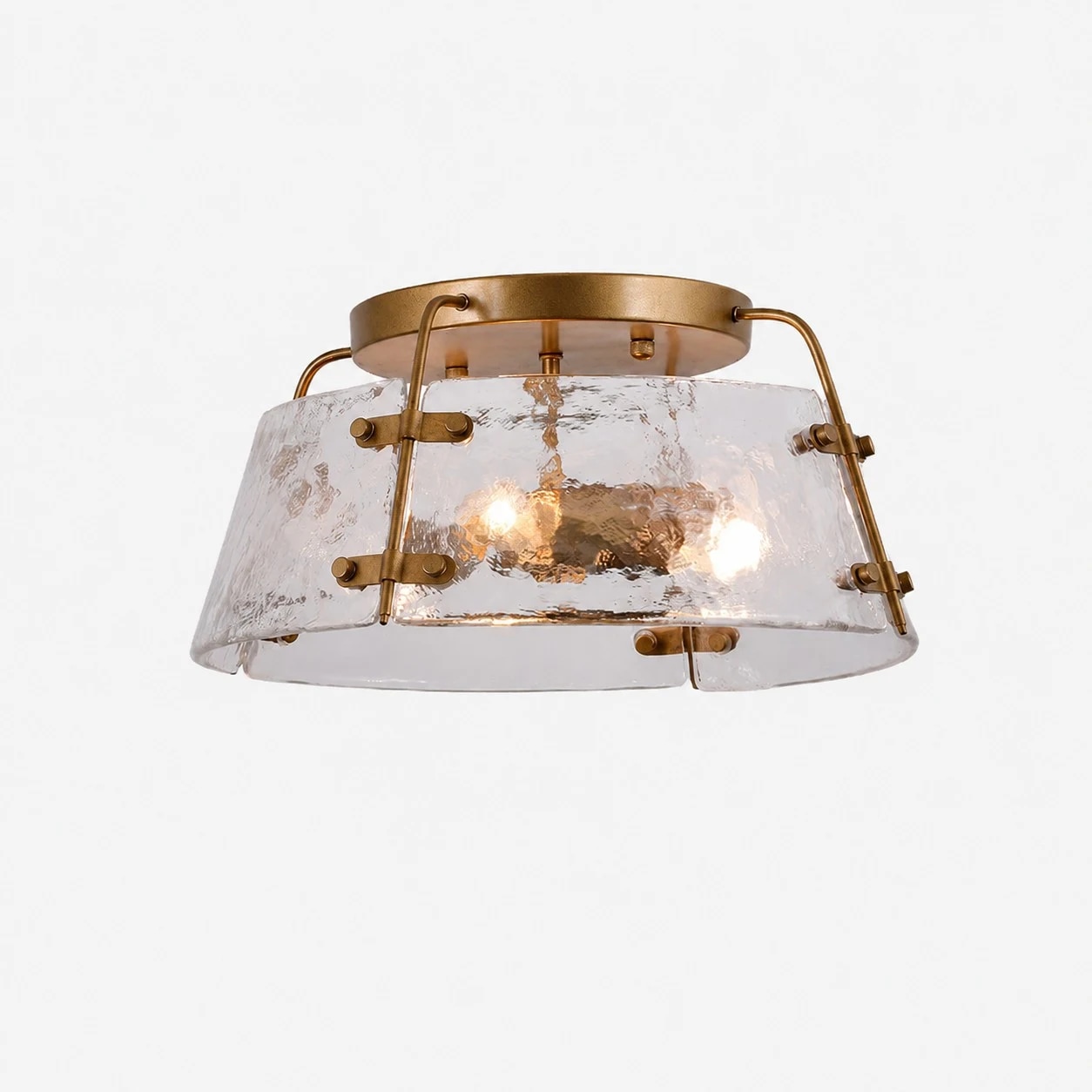 Plafonnier en verre transparent et fer, 38 cm, référence