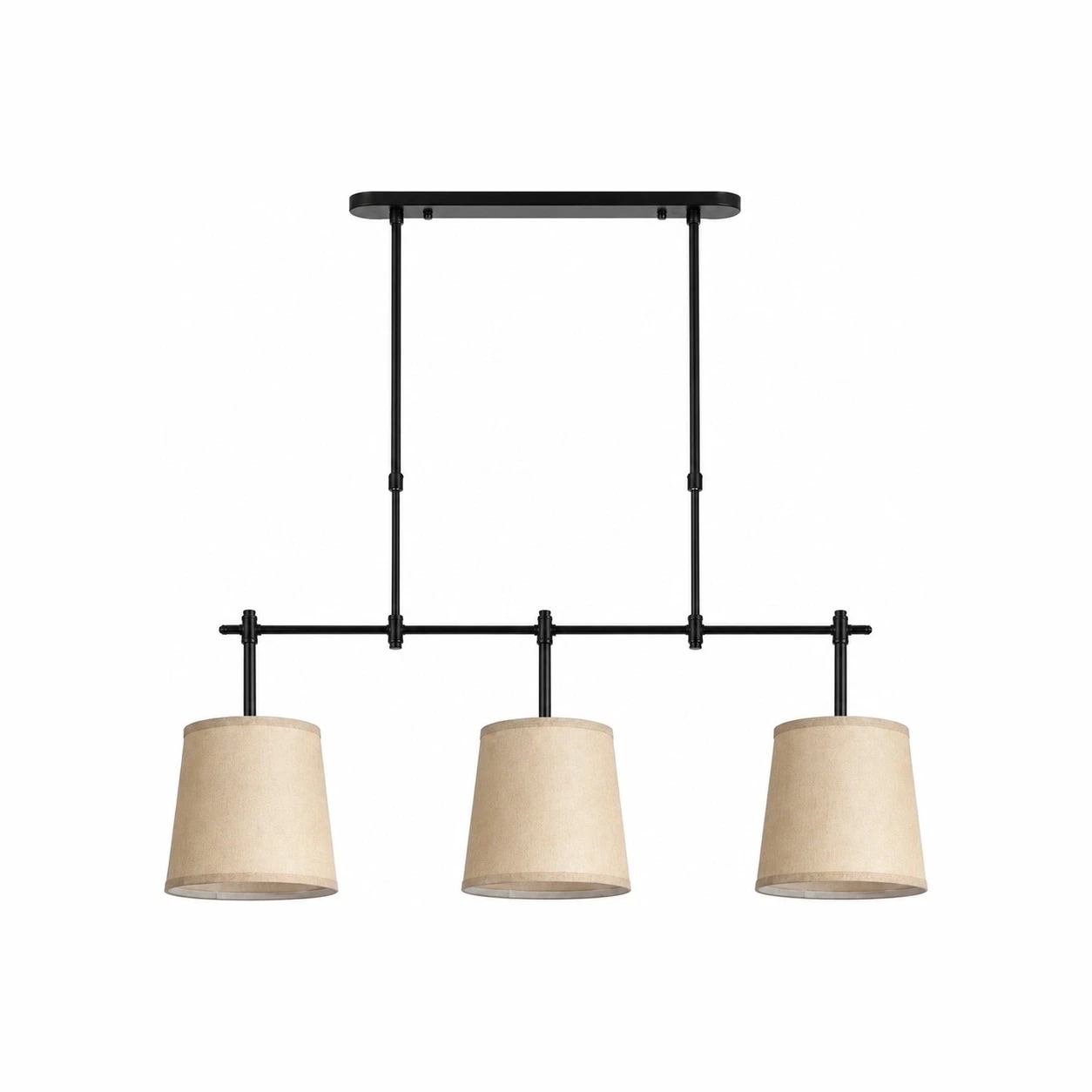 Lustre linéaire Dumora, abat-jour beige, finition noire