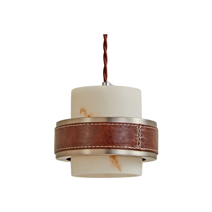 Suspension en cuir finition nickel brossé Style B