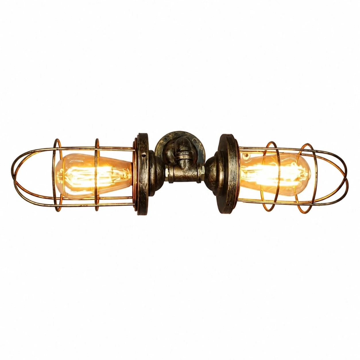 Applique murale double tête en bronze antique câblée