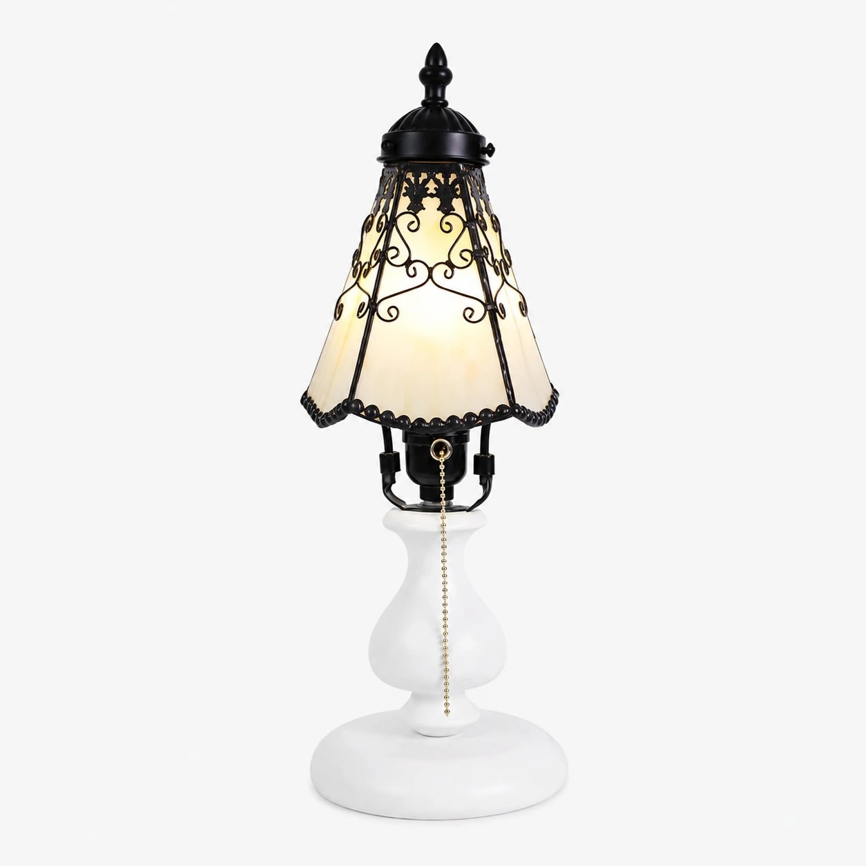 Lampe de table de style Tiffany couleur crème chaude