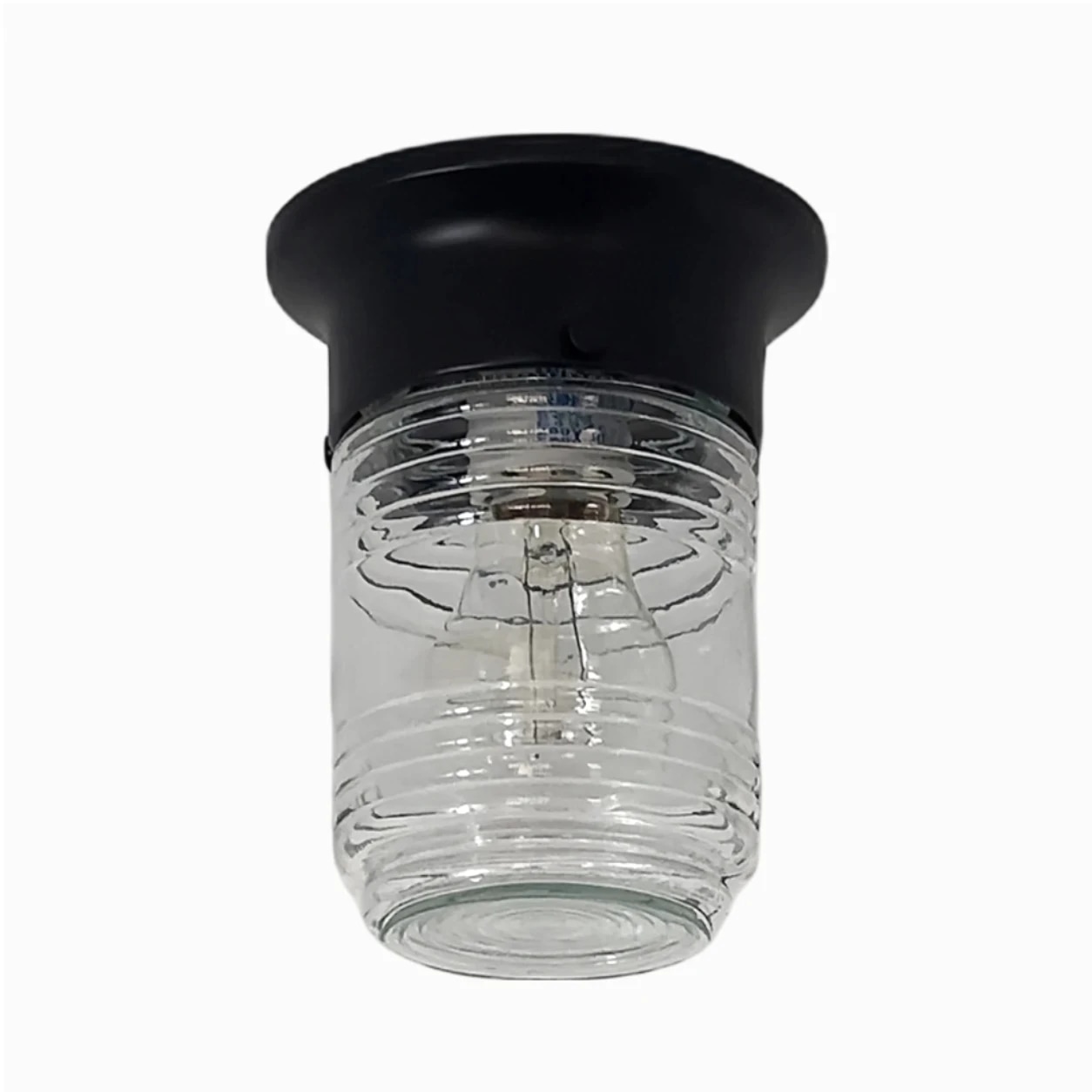 Plafonnier minimaliste en verre Style J, finition noire