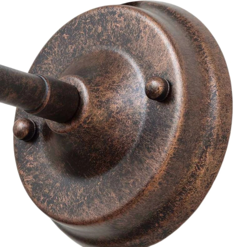 Round canopy and aged iron finish detail