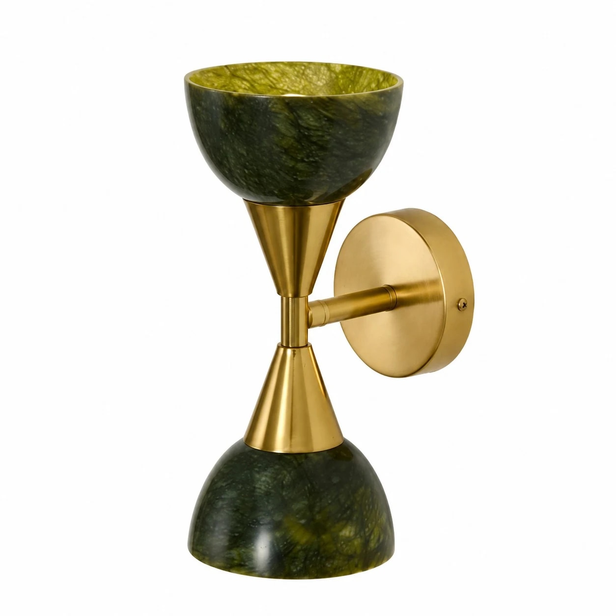 Vue du produit de l'applique murale vert jade et or