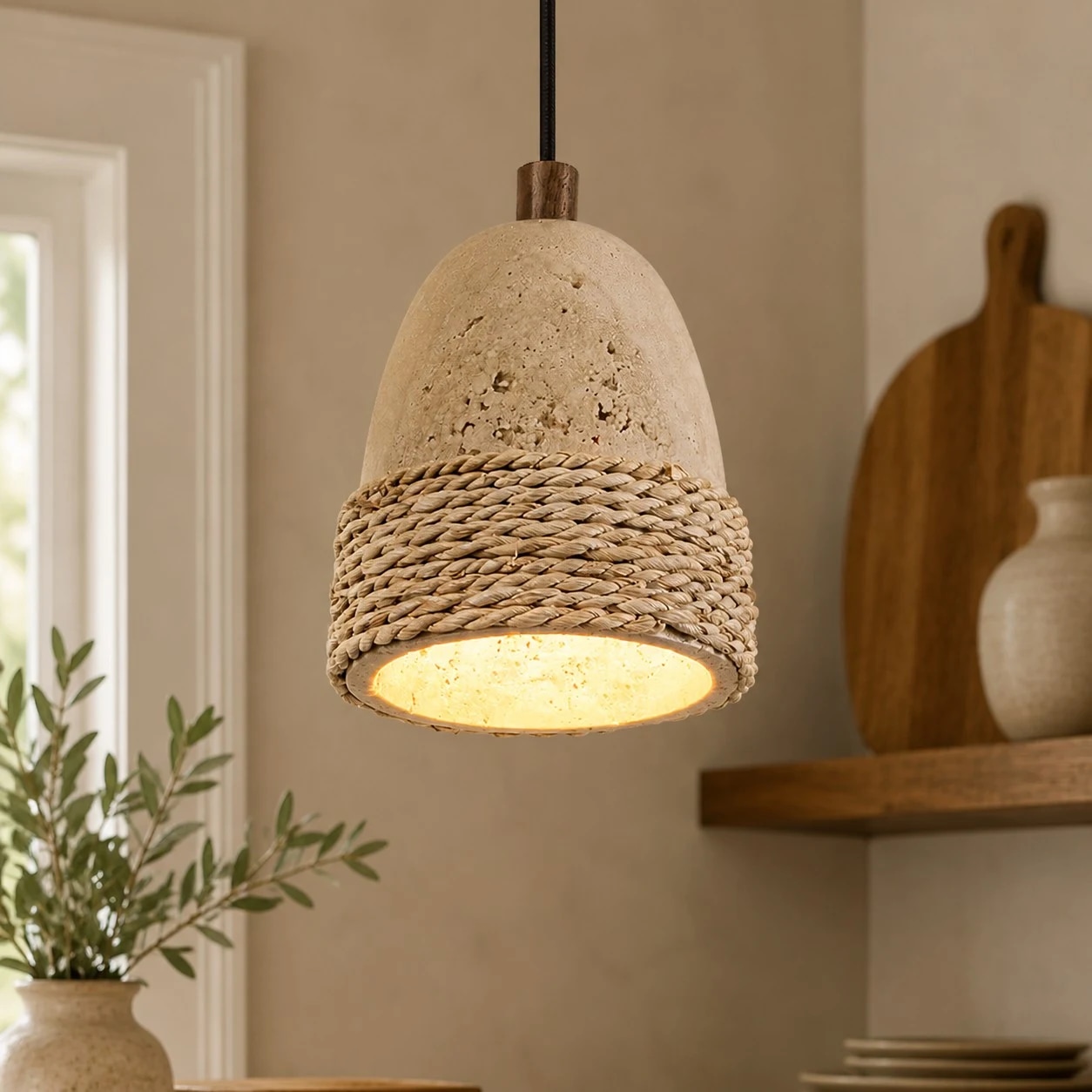 Adjustable single woven stone pendant SKU