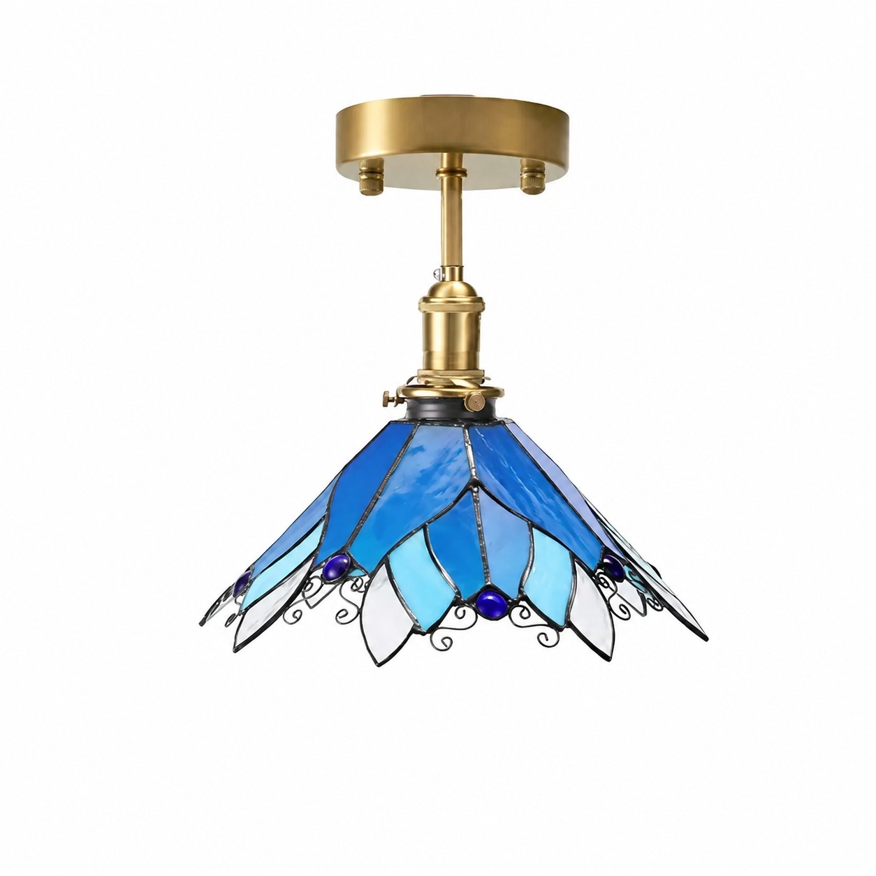 Lámpara de techo de cristal azul