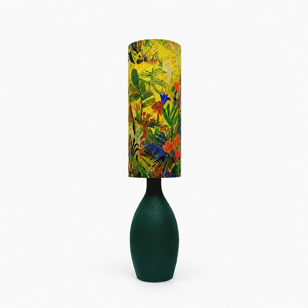 Lampe de table florale jaune-vert