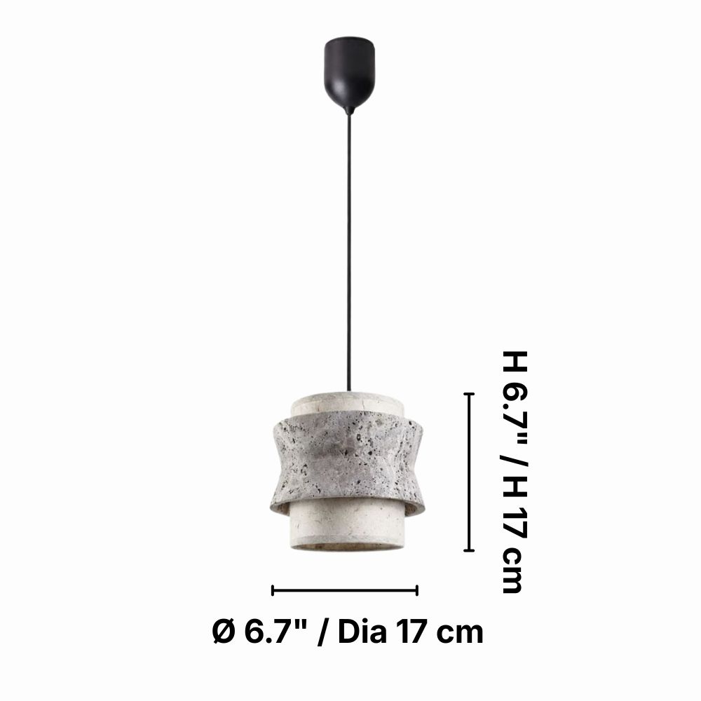 Style B gray travertine stone pendant dimension diagram