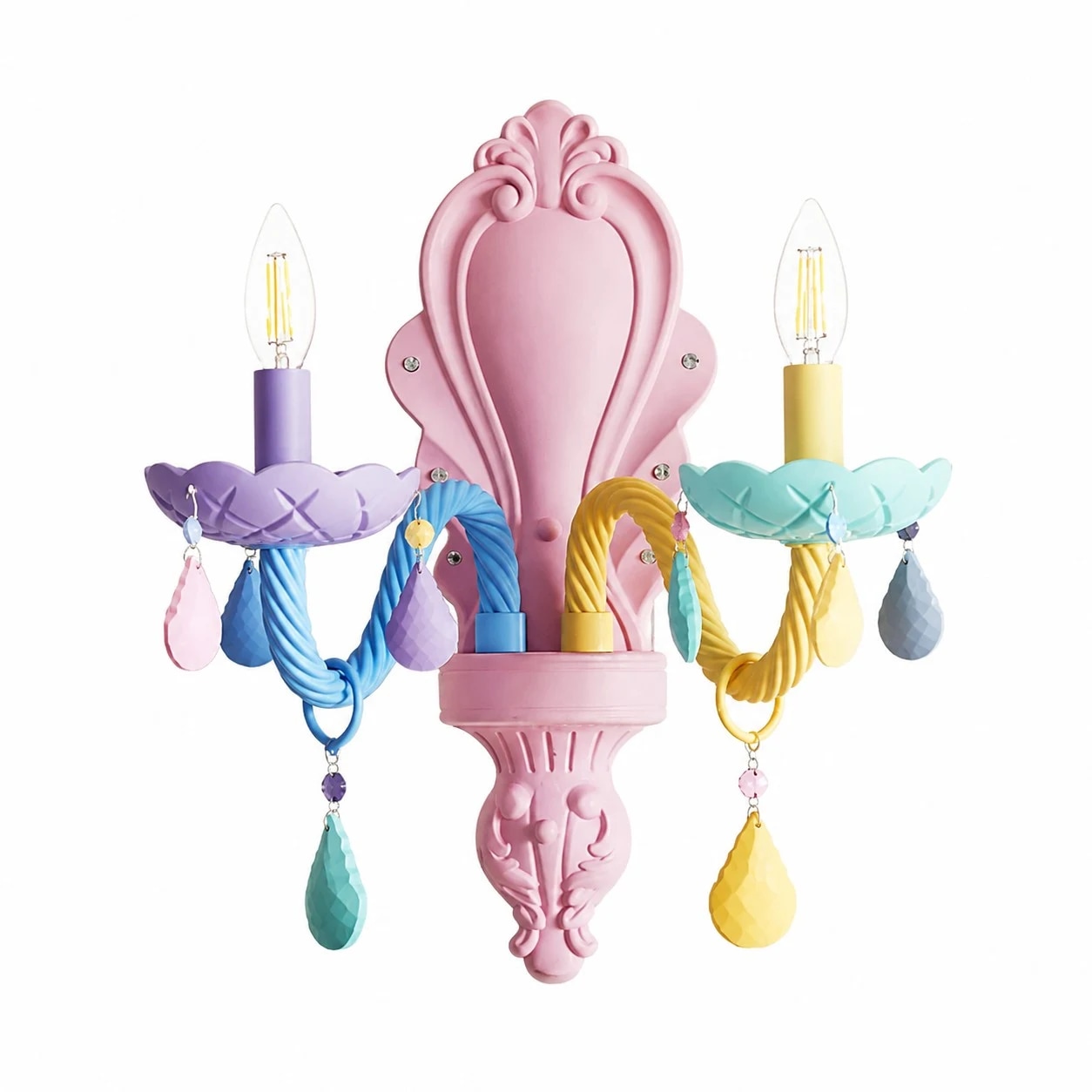 Applique murale à deux têtes en cristal coloré pour chambre d'enfant