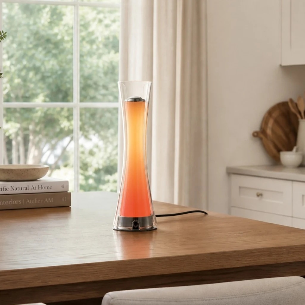 scène de lampe dégradée sur une table console