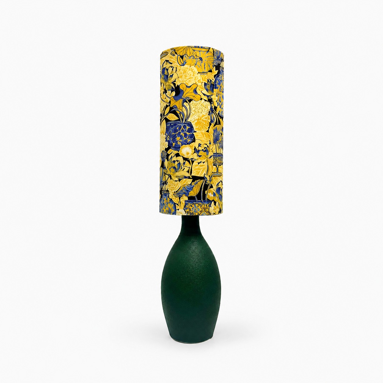 Lampe de table florale jaune et bleue