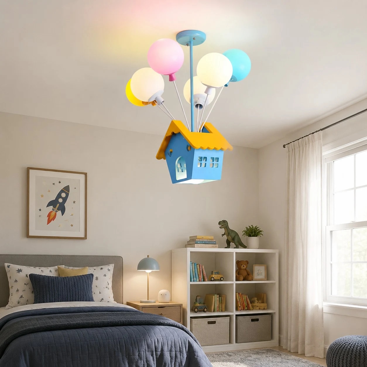 Colorful balloon house pendant light front view