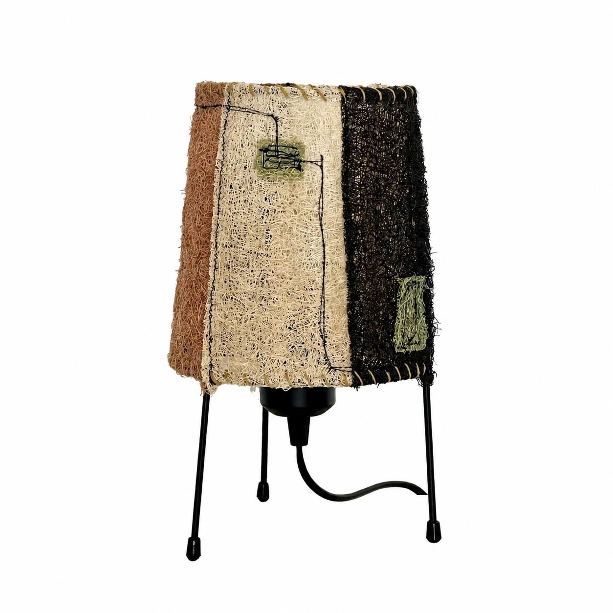 lampe de table en fibres tissées patchwork, variante