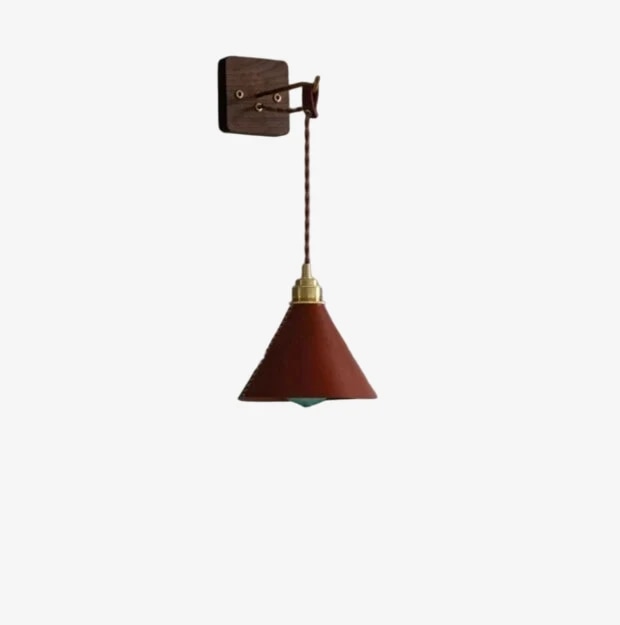 Color caramelo con cableado fijo y base de pared de madera.