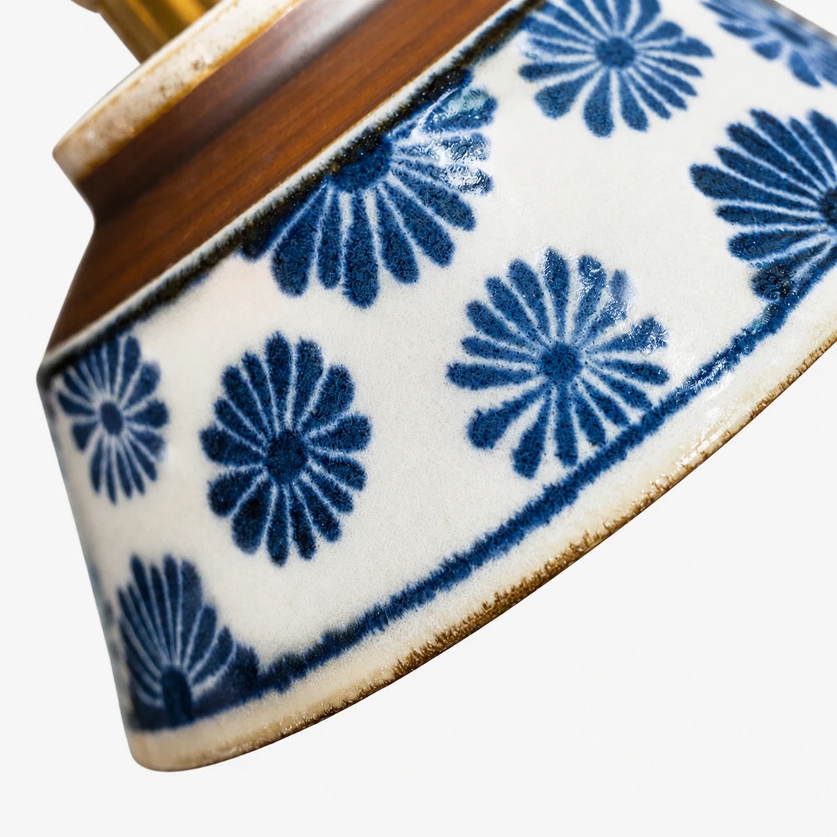 Blue floral ceramic glaze detail
