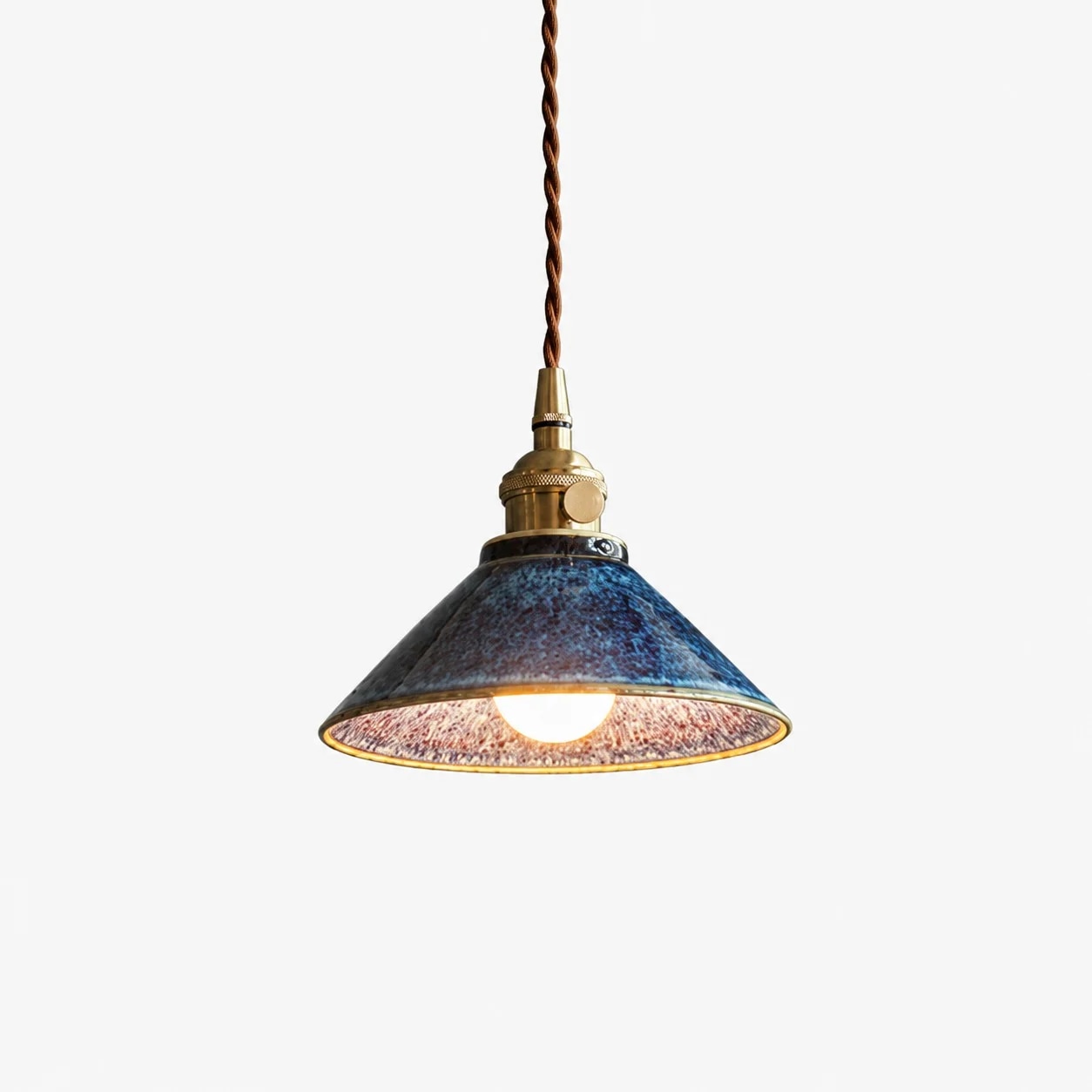 Tenmoku Blue Glaze ceramic pendant light