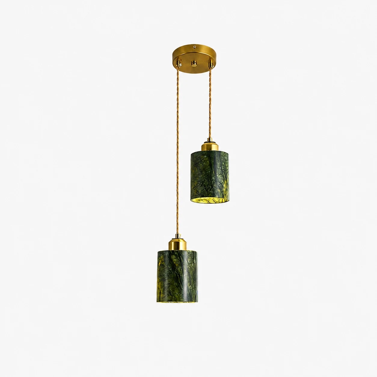Suspension à 2 têtes en jade vert de 10 cm (3,9 pouces)