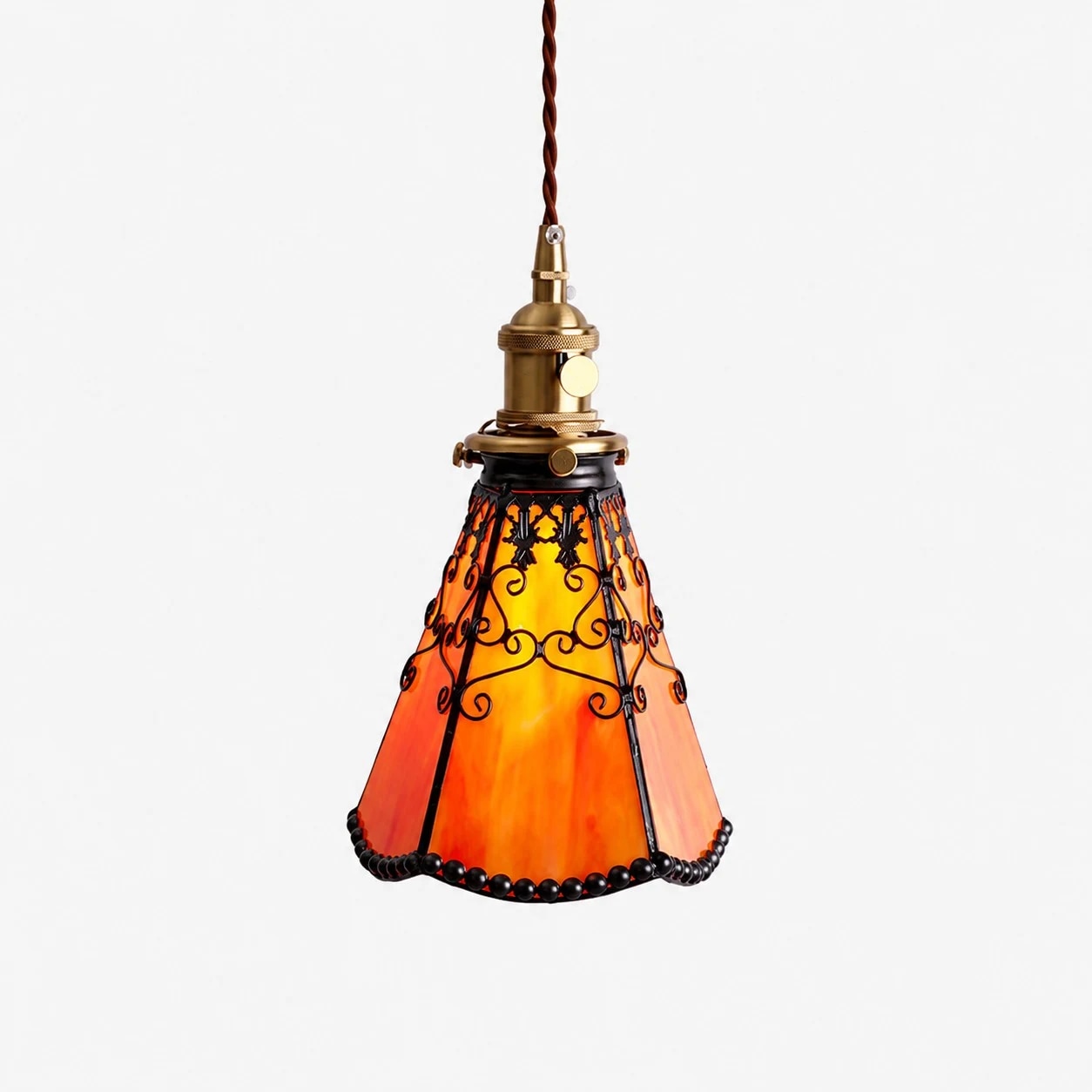 Pendentif simple de style Tiffany, rouge orangé