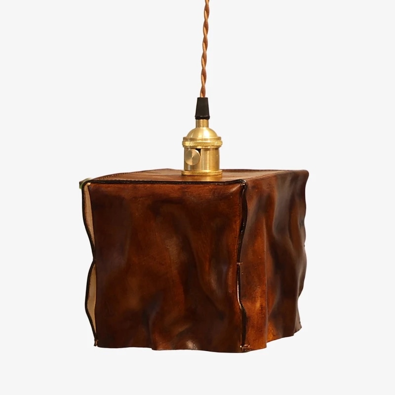 15 cm deep brown leather pendant shade
