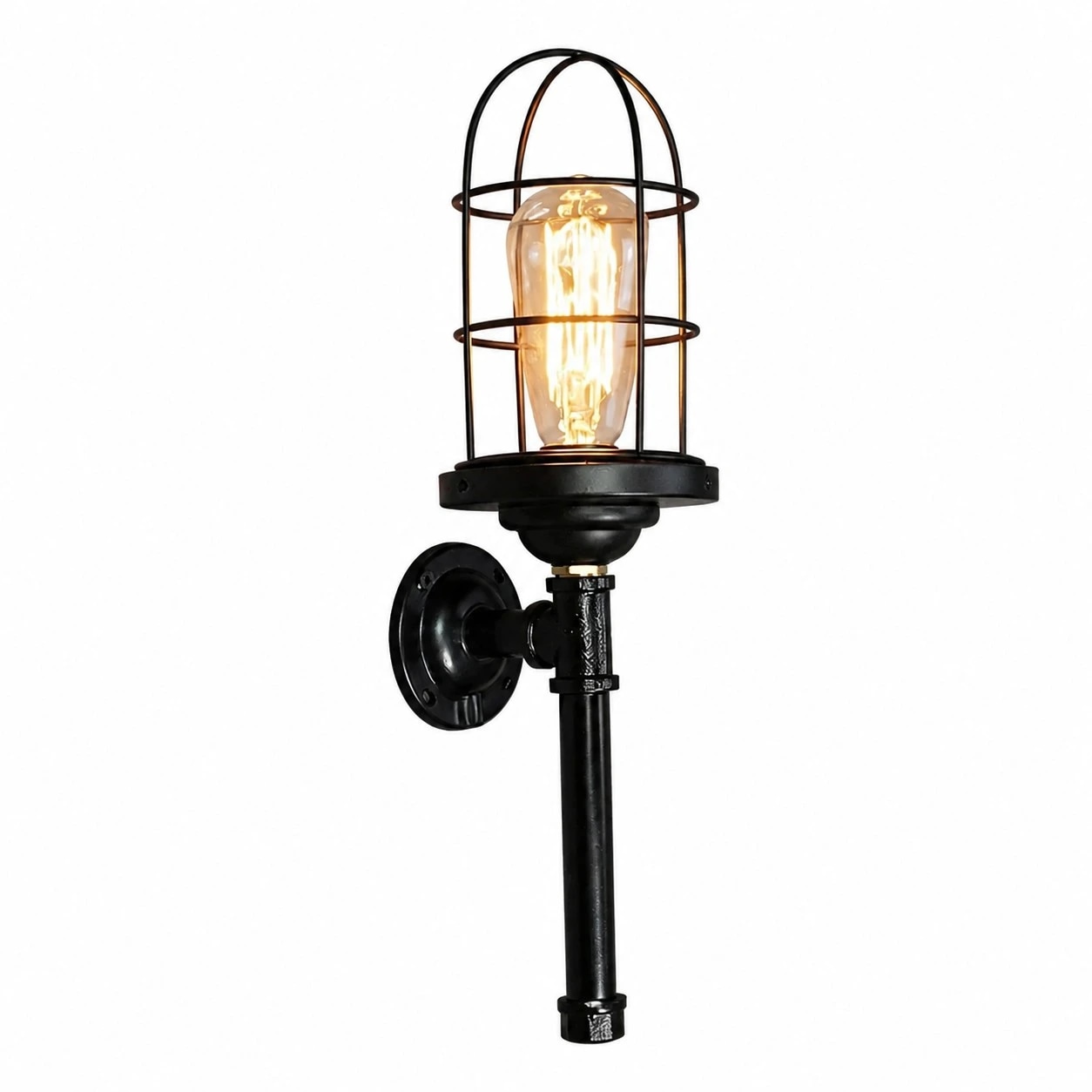Applique murale monobloc noire câblée