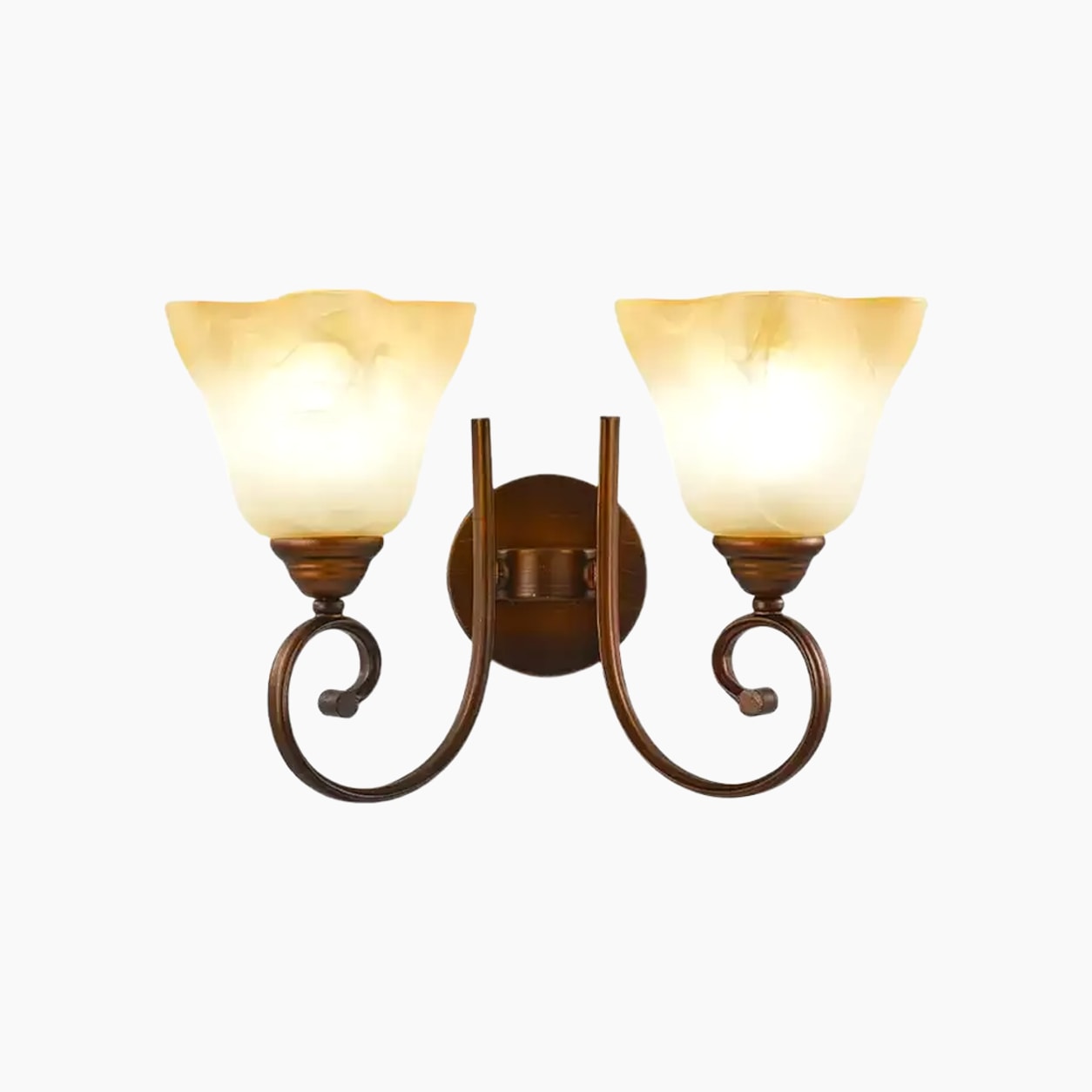 2-Light frosted glass wall sconce on white background