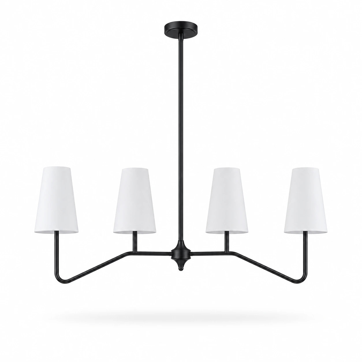 Lustre linéaire Strellux finition noire avec abat-jour blancs