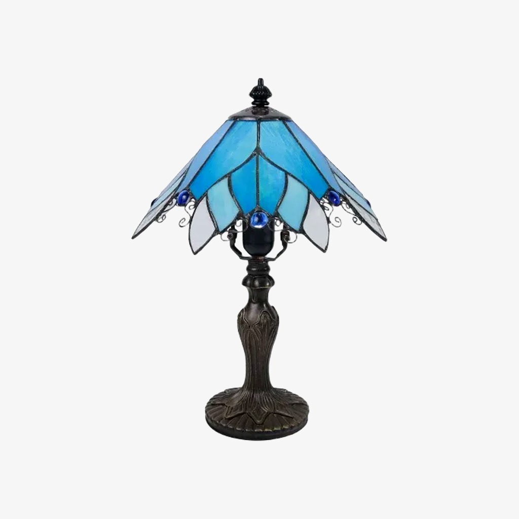 Lampe de table à abat-jour bleu