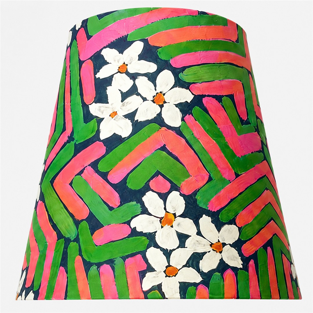 Primer plano de estampado de sombra de tela floral rosa y verde