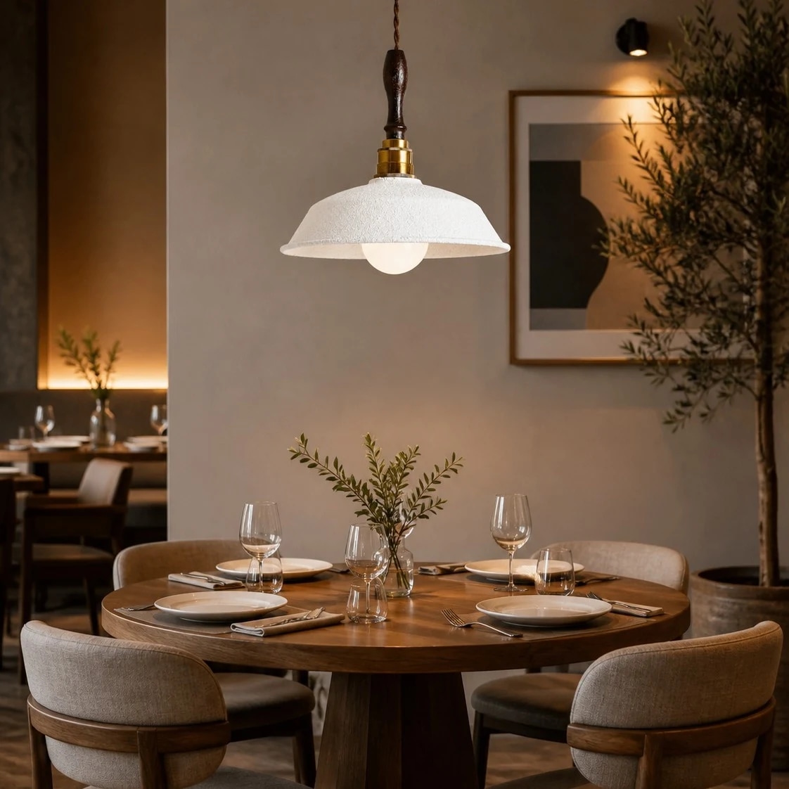 Suspension au-dessus d'une table à manger chaleureuse