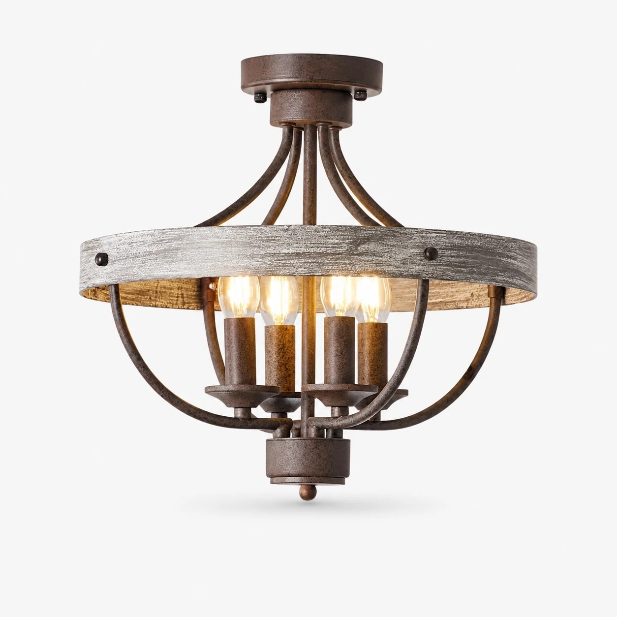 Aged bronze semi flush mount option
